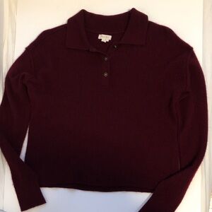 Anthropologie Pilcro Cashmere Burgundy Polo Sweater
